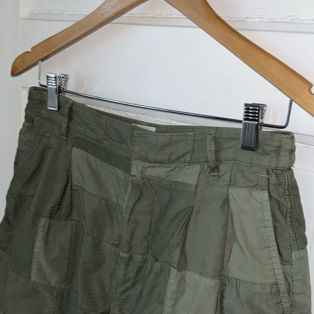 J. Crew Olive Green High-Waist Utility Patchwork Shorts